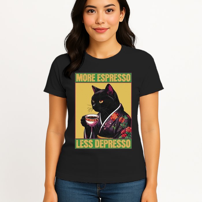 More Espresso Less Depresso Up Caffeine Down Depression Womens T-Shirt