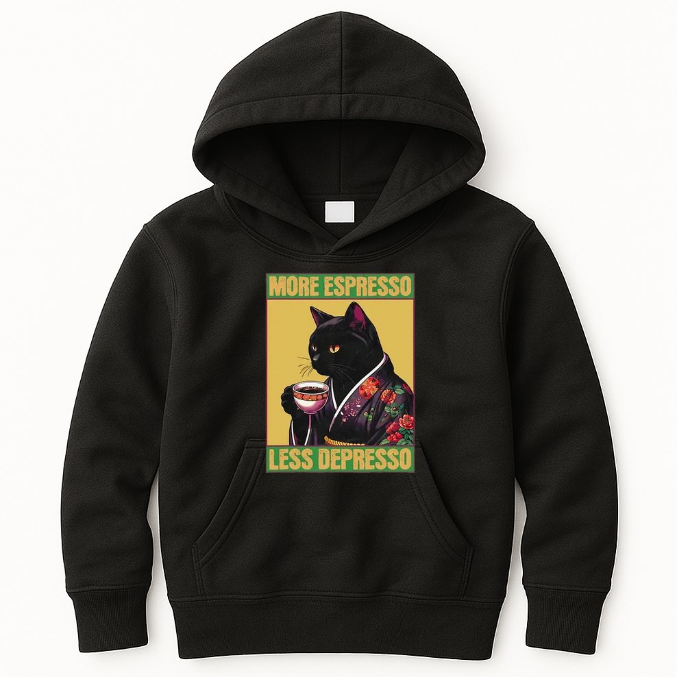 More Espresso Less Depresso Up Caffeine Down Depression Kids Hoodie