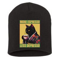 More Espresso Less Depresso Up Caffeine Down Depression Short Acrylic Beanie