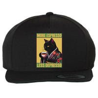 More Espresso Less Depresso Up Caffeine Down Depression Wool Snapback Cap