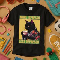 More Espresso Less Depresso Up Caffeine Down Depression Kids T-Shirt