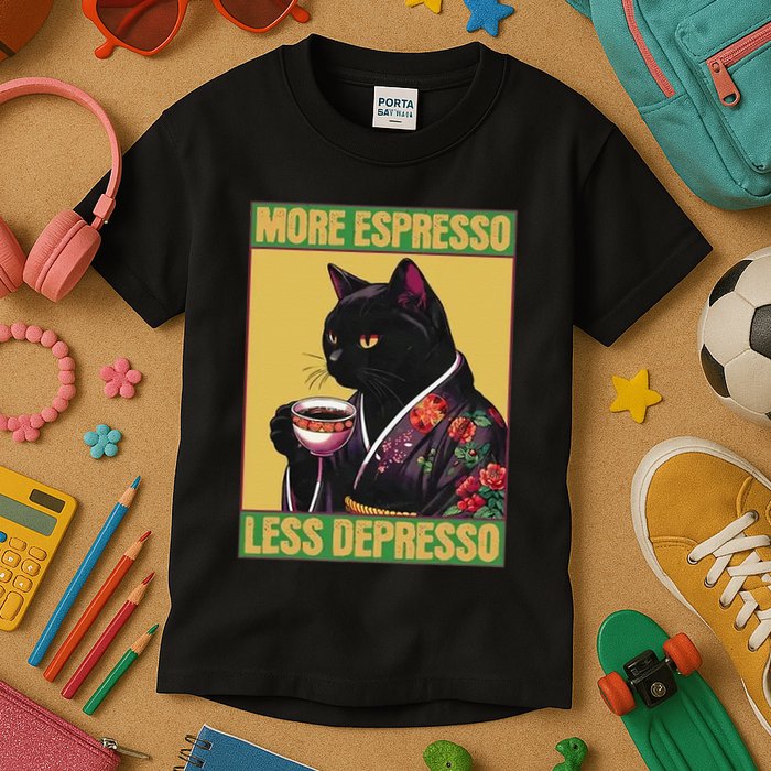 More Espresso Less Depresso Up Caffeine Down Depression Kids T-Shirt