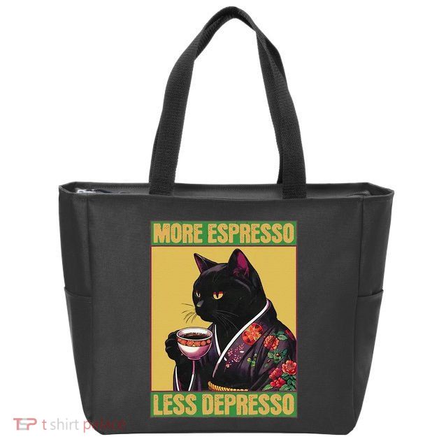 More Espresso Less Depresso Up Caffeine Down Depression Zip Tote Bag
