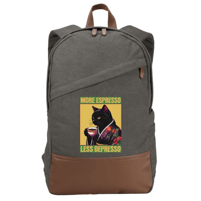 More Espresso Less Depresso Up Caffeine Down Depression Cotton Canvas Backpack