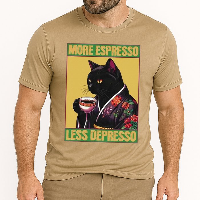 More Espresso Less Depresso Up Caffeine Down Depression Performance Shirt
