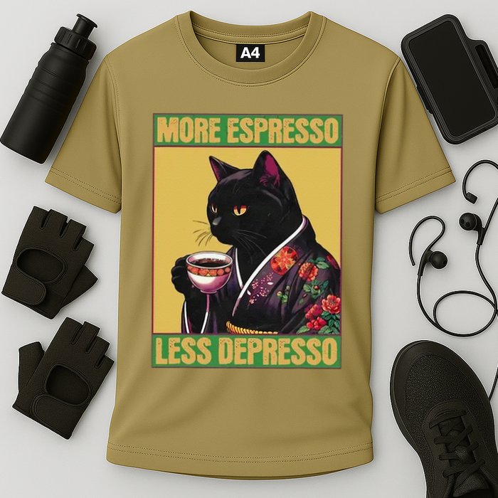 More Espresso Less Depresso Up Caffeine Down Depression Performance Shirt