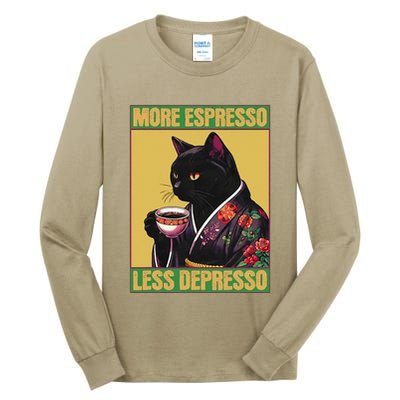More Espresso Less Depresso Up Caffeine Down Depression Tall Long Sleeve T-Shirt