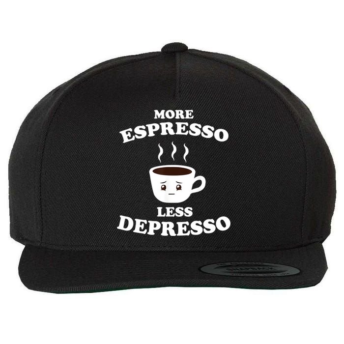 More Espresso Less Depresso Wool Snapback Cap