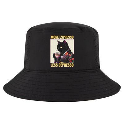 More Espresso Less Depresso Kimono Cat Japanese Art Gift Cool Comfort Performance Bucket Hat