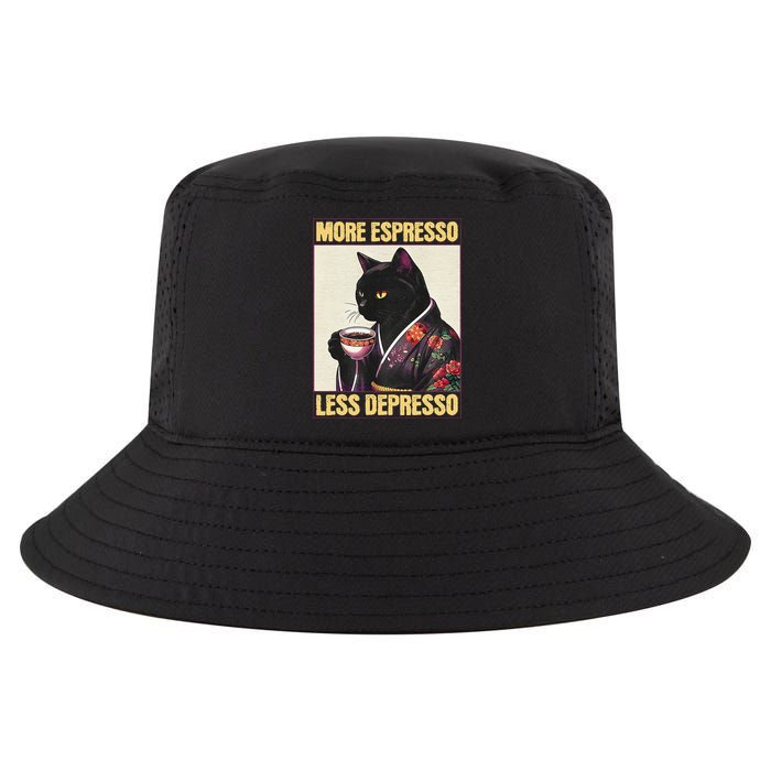 More Espresso Less Depresso Kimono Cat Japanese Art Gift Cool Comfort Performance Bucket Hat