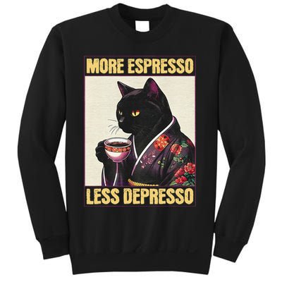 More Espresso Less Depresso Kimono Cat Japanese Art Gift Sweatshirt
