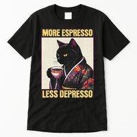 More Espresso Less Depresso Kimono Cat Japanese Art Gift Tall T-Shirt