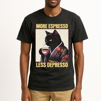 More Espresso Less Depresso Kimono Cat Japanese Art Gift Tall T-Shirt