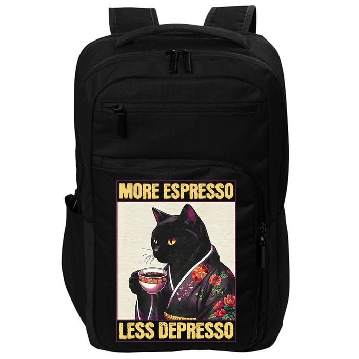 More Espresso Less Depresso Kimono Cat Japanese Art Gift Impact Tech Backpack