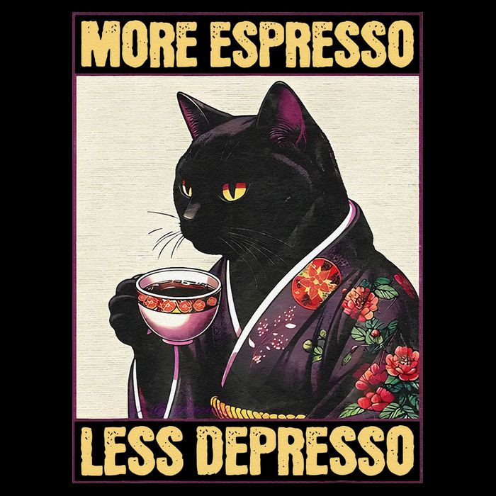 More Espresso Less Depresso Kimono Cat Japanese Art Gift Impact Tech Backpack