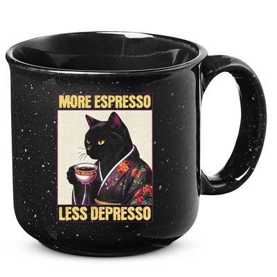 More Espresso Less Depresso Kimono Cat Japanese Art Gift 15oz Campfire Ceramic Mug