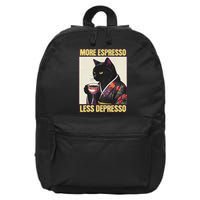 More Espresso Less Depresso Kimono Cat Japanese Art Gift 16 in Basic Backpack