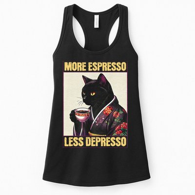 More Espresso Less Depresso Kimono Cat Japanese Art Gift Womens Tank Top