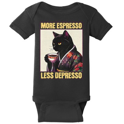 More Espresso Less Depresso Kimono Cat Japanese Art Gift Baby Bodysuit