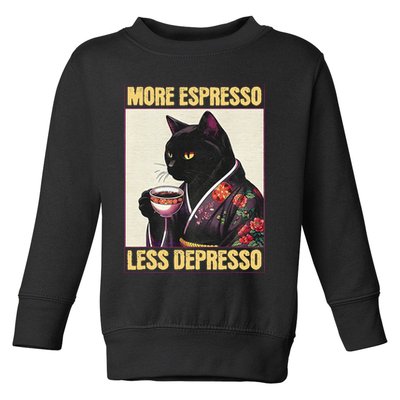 More Espresso Less Depresso Kimono Cat Japanese Art Gift Toddler Sweatshirt