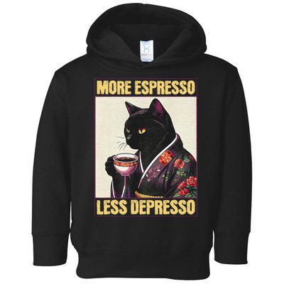 More Espresso Less Depresso Kimono Cat Japanese Art Gift Toddler Hoodie