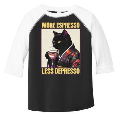 More Espresso Less Depresso Kimono Cat Japanese Art Gift Toddler Fine Jersey T-Shirt