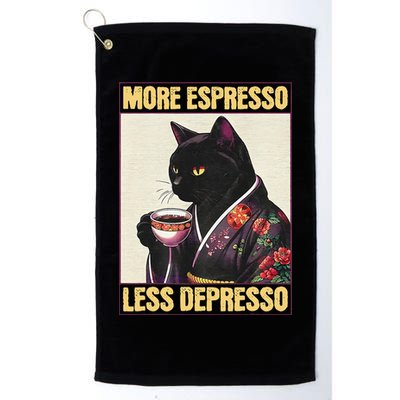 More Espresso Less Depresso Kimono Cat Japanese Art Gift Golf Towel