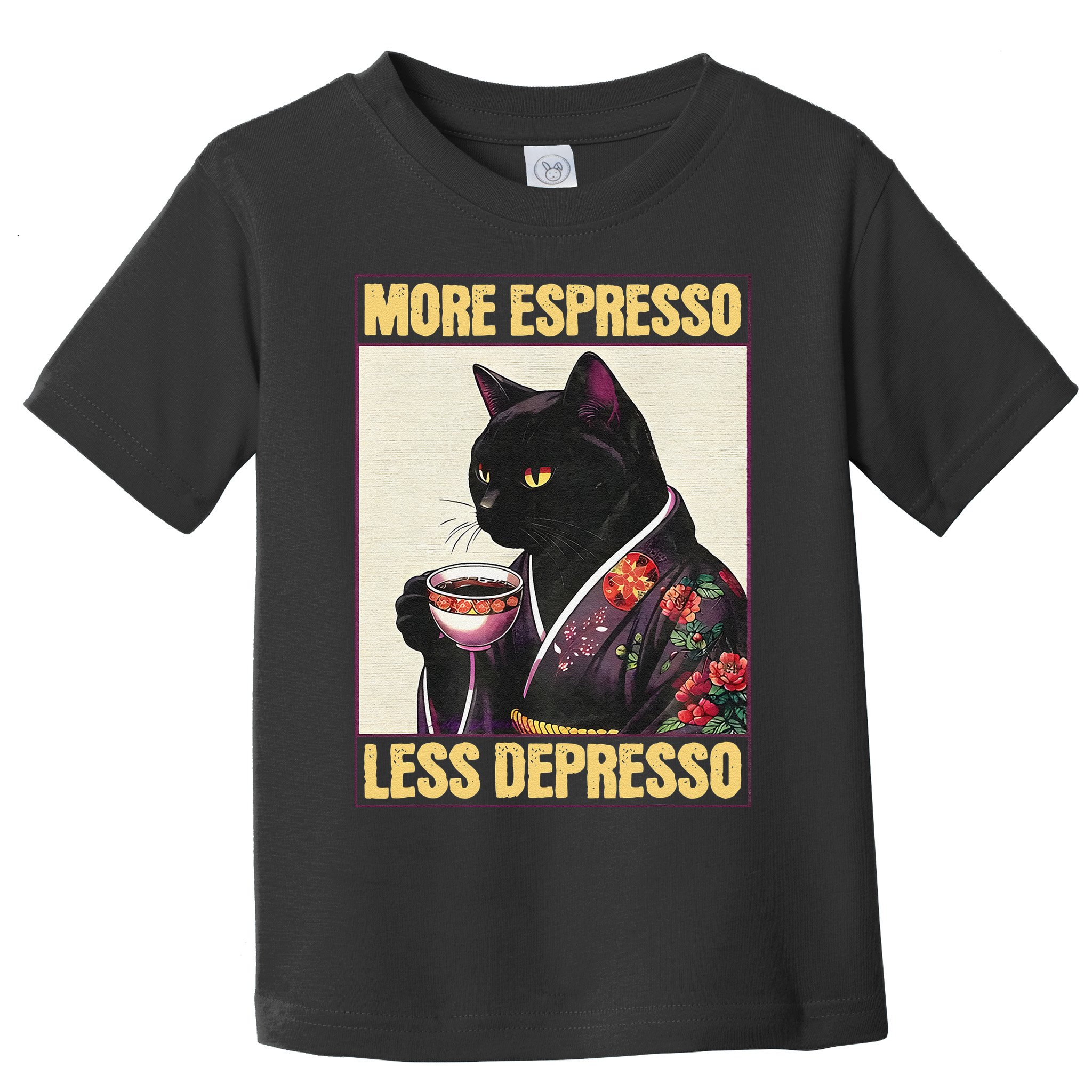 More Espresso Less Depresso Kimono Cat Japanese Art Gift Toddler T-Shirt