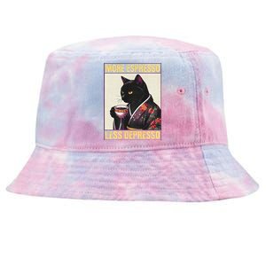 More Espresso Less Depresso Kimono Cat Japanese Art Gift Tie-Dyed Bucket Hat