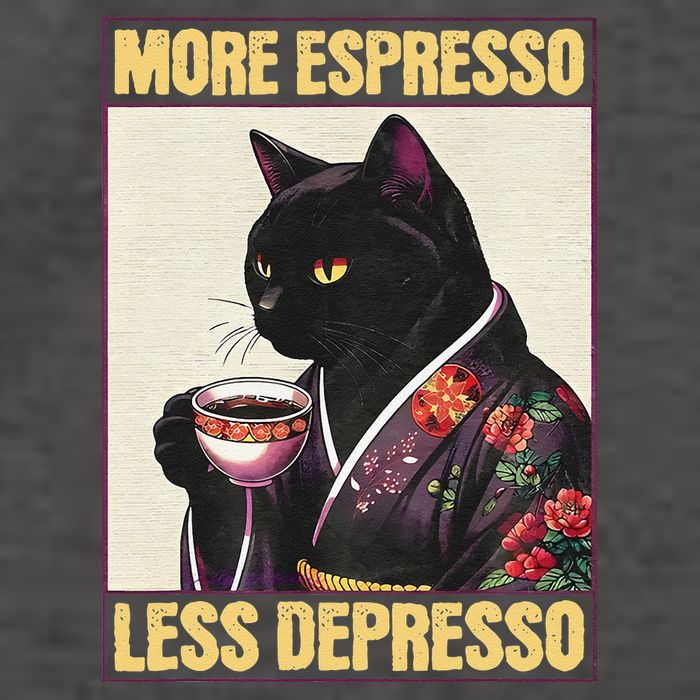 More Espresso Less Depresso Kimono Cat Japanese Art Gift Vector Backpack