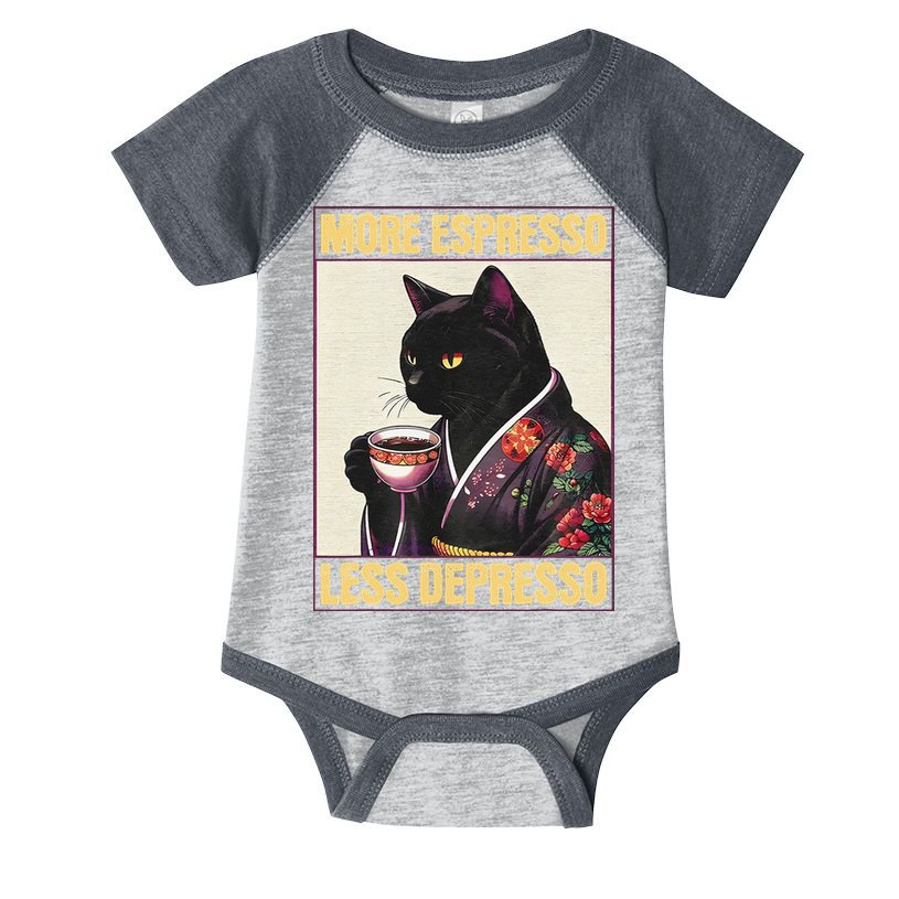 More Espresso Less Depresso Kimono Cat Japanese Art Gift Infant Baby Jersey Bodysuit