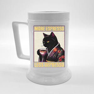 More Espresso Less Depresso Kimono Cat Japanese Art Gift Beer Stein