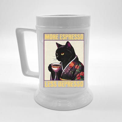 More Espresso Less Depresso Kimono Cat Japanese Art Gift Beer Stein