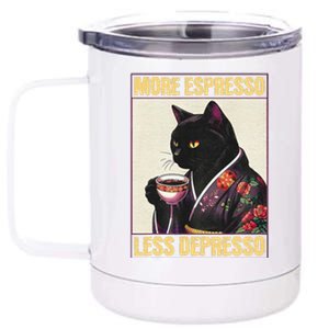 More Espresso Less Depresso Kimono Cat Japanese Art Gift 12 oz Stainless Steel Tumbler Cup