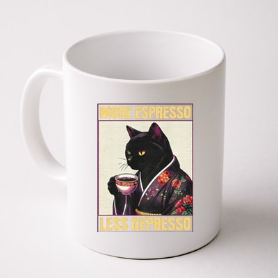 More Espresso Less Depresso Kimono Cat Japanese Art Gift Coffee Mug