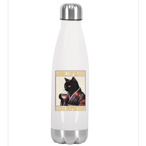 More Espresso Less Depresso Kimono Cat Japanese Art Gift Stainless Steel Insulated Water Bottle