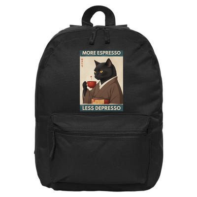 More Espresso Less Depresso Kimono Cat Japanese Art 16 in Basic Backpack
