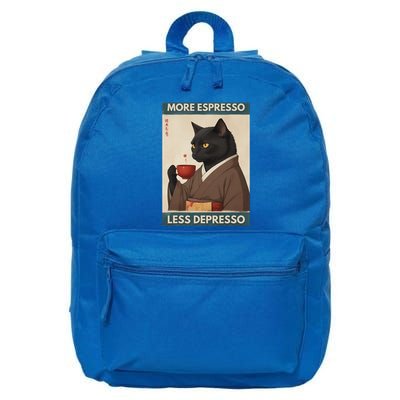 More Espresso Less Depresso Kimono Cat Japanese 16 in Basic Backpack