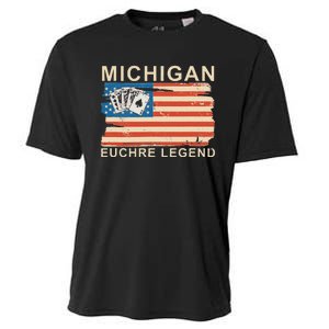 Michigan Euchre Legend Funny Euchre Card Game Cooling Performance Crew T-Shirt