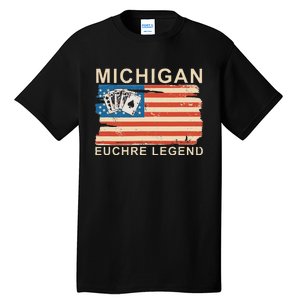 Michigan Euchre Legend Funny Euchre Card Game Tall T-Shirt