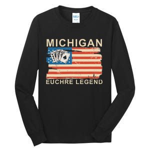 Michigan Euchre Legend Funny Euchre Card Game Tall Long Sleeve T-Shirt