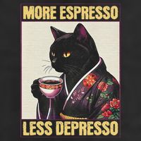 More Espresso Less Depresso Kimono Cat Japanese Art Cool Comfort Performance Bucket Hat