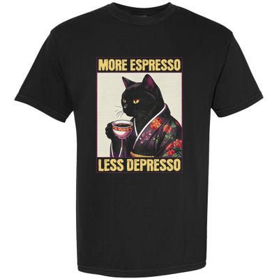 More Espresso Less Depresso Kimono Cat Japanese Art Garment-Dyed Heavyweight T-Shirt