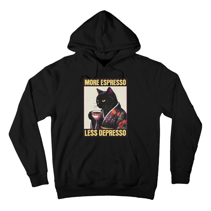 More Espresso Less Depresso Kimono Cat Japanese Art Hoodie