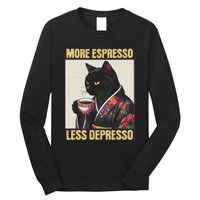 More Espresso Less Depresso Kimono Cat Japanese Art Long Sleeve Shirt