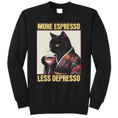 More Espresso Less Depresso Kimono Cat Japanese Art Sweatshirt