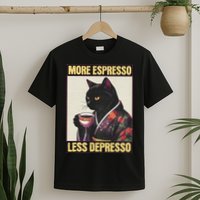 More Espresso Less Depresso Kimono Cat Japanese Art T-Shirt