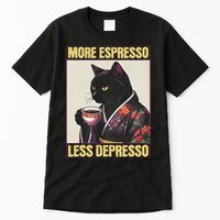 More Espresso Less Depresso Kimono Cat Japanese Art Tall T-Shirt