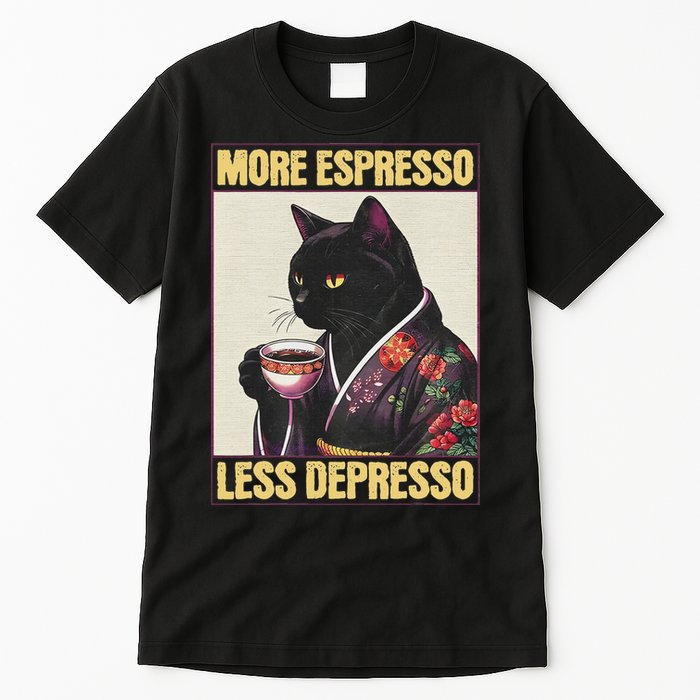 More Espresso Less Depresso Kimono Cat Japanese Art Tall T-Shirt