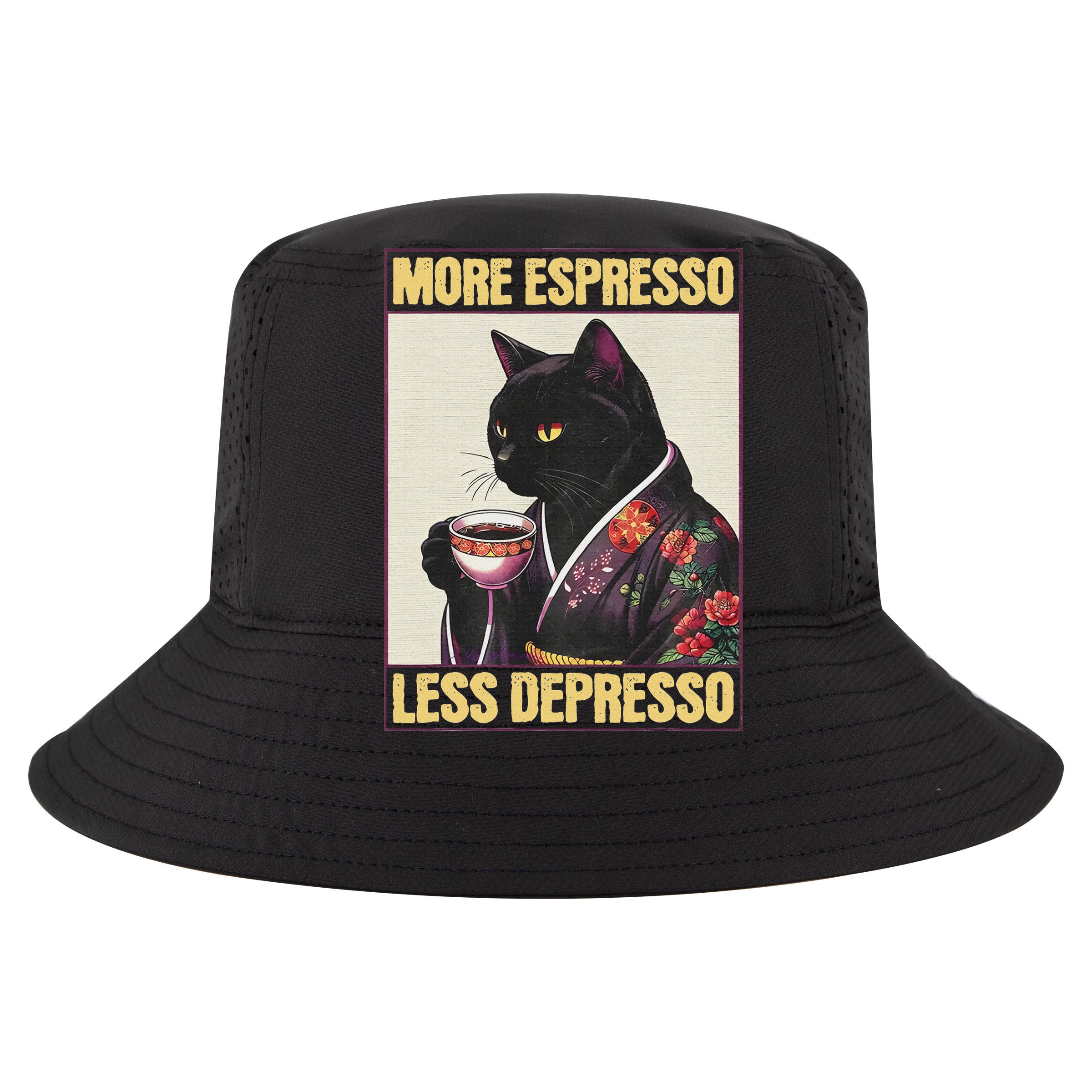 More Espresso Less Depresso Kimono Cat Japanese Art Tall T-Shirt